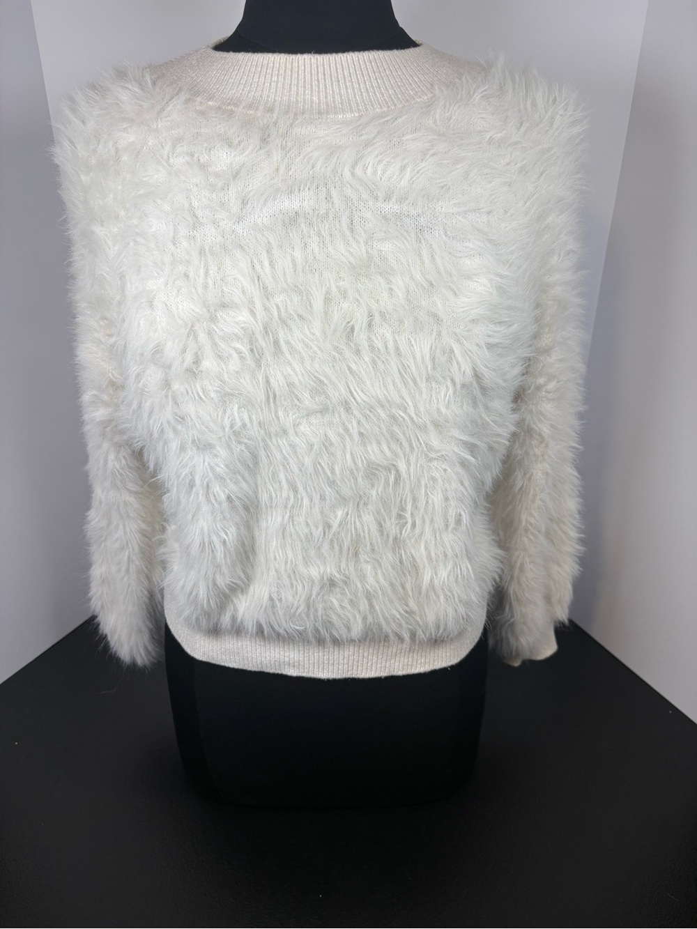Urban Outfitters Cream Fuzzy Crewneck Sweater